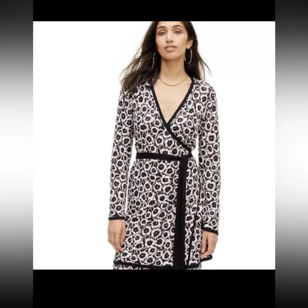 DVF Wrap Women’s Neutral Sweaterknit Poppy Animal Print Tunic Cardigan Dress 3X